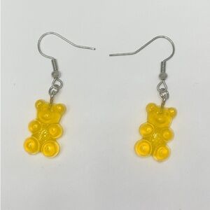 Yellow Gummy Bear Earrings with silver hook 💛